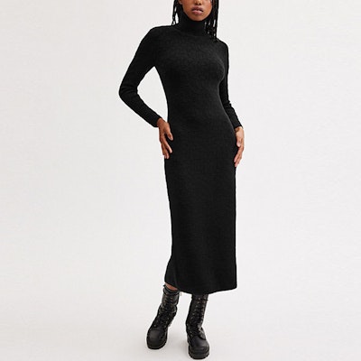 (W) 코치 블랙 솔리드 니트 터틀넥 롱 슬리브 드레스 CN706-BLK Lookbook (W) 코치 블랙 솔리드 니트 터틀넥 롱 슬리브 드레스 CN706-BLK