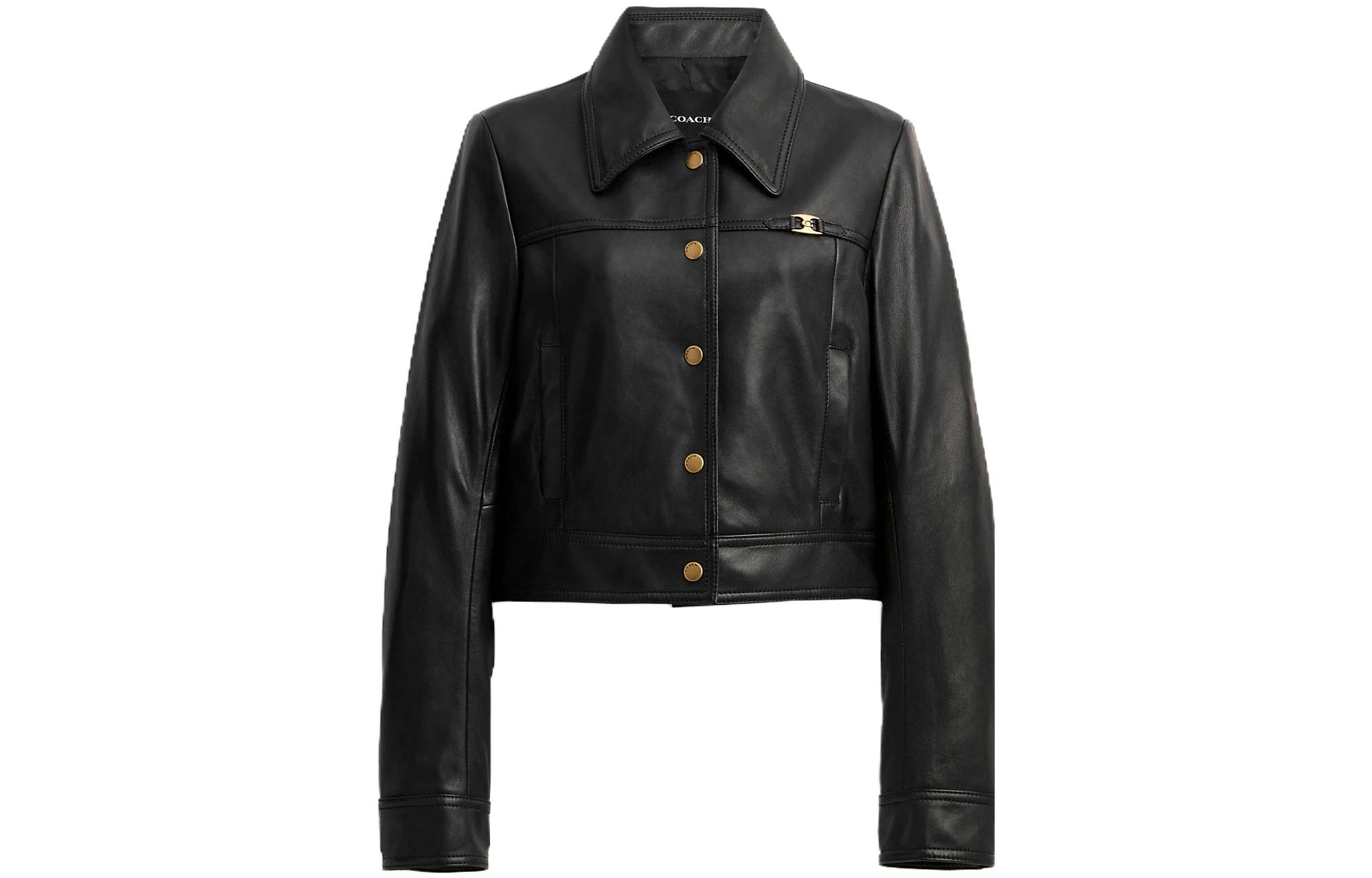 (Women) COACH  Black SS23 Short Polyester Single-Breasted Long-Sleeve Jacket. CM397-BLK