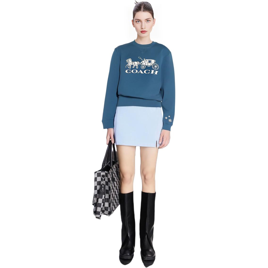 Shop (W) COACH 藍色圓領毛衣 FW22 雪花馬車設計款 CE448-BLU