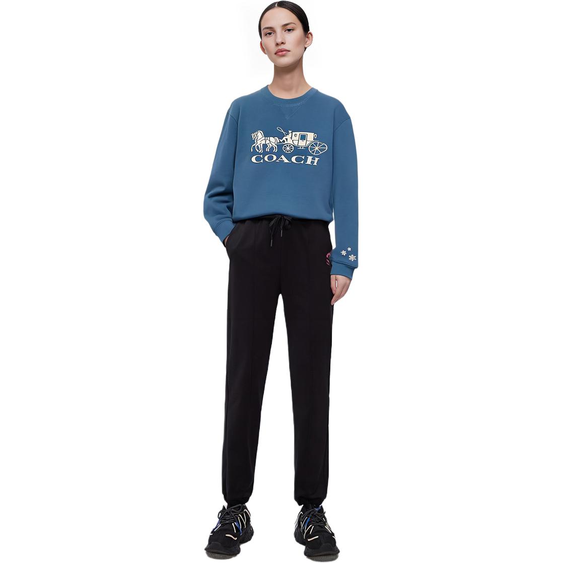 Purchase (W) COACH 藍色圓領毛衣 FW22 雪花馬車設計款 CE448-BLU