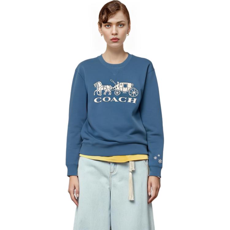 Sizing (W) COACH 藍色圓領毛衣 FW22 雪花馬車設計款 CE448-BLU