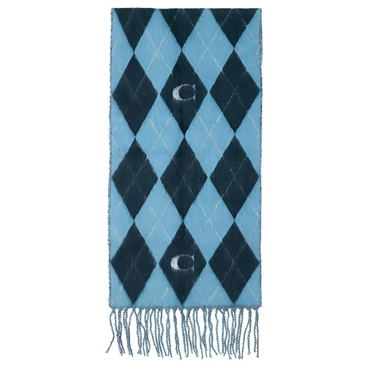 (Women) COACH  Blue Diamond Print Knit Scarf. CE486QWP