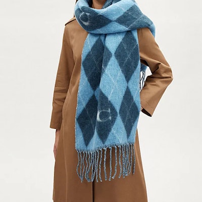 (W) 코치 블루 다이아몬드 프린트 니트 스카프. CE486QWP Purchase (W) 코치 블루 다이아몬드 프린트 니트 스카프. CE486QWP