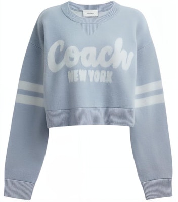 (W) 코치 블루 레터 스트라이프 크롭 스웨터 긴팔. CN488-BLU Buy (W) 코치 블루 레터 스트라이프 크롭 스웨터 긴팔. CN488-BLU