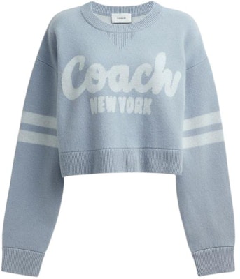 (W) 코치 블루 레터 스트라이프 크롭 스웨터 긴팔. CN488-BLU Order (W) 코치 블루 레터 스트라이프 크롭 스웨터 긴팔. CN488-BLU