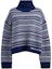 Buy (Women) COACH Blue Turtleneck Striped Oversized Sweater. CV471-NAY