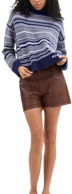 (Women) COACH Blue Turtleneck Striped Oversized Sweater. CV471-NAY Lookbook (Women) COACH Blue Turtleneck Striped Oversized Sweater. CV471-NAY