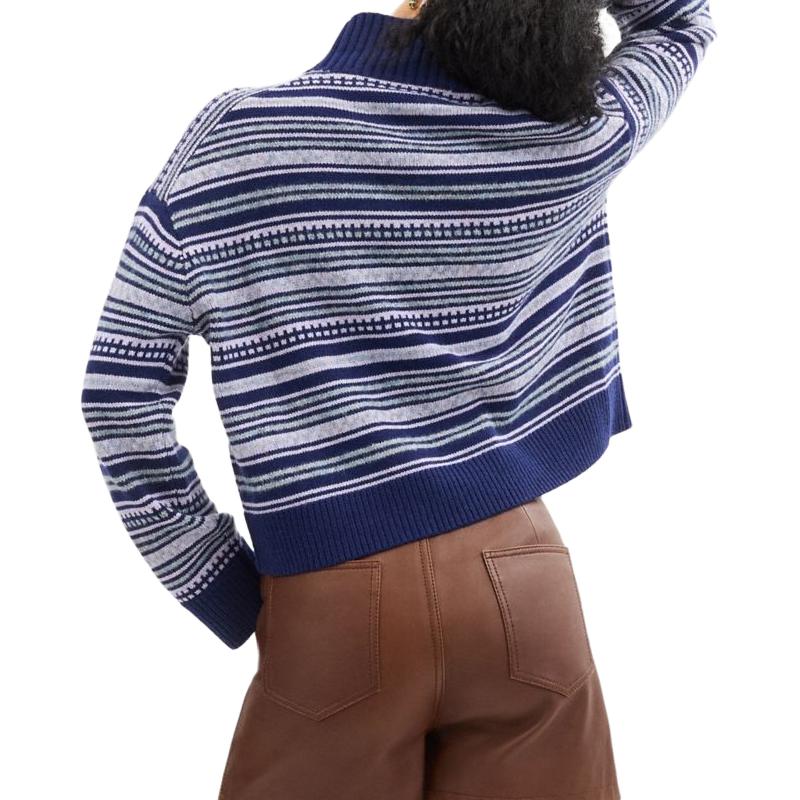 Purchase (Women) COACH  Blue Turtleneck Striped Oversized Sweater. CV471-NAY