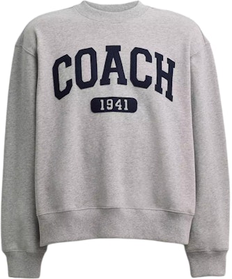 (Women) COACH Boyfriend Style Crewneck Letter Print Sweatshirt Light Grey CAH74-HGR Buy (Women) COACH Boyfriend Style Crewneck Letter Print Sweatshirt Light Grey CAH74-HGR