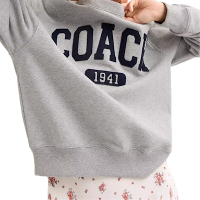 (Women) COACH Boyfriend Style Crewneck Letter Print Sweatshirt Light Grey CAH74-HGR Purchase (Women) COACH Boyfriend Style Crewneck Letter Print Sweatshirt Light Grey CAH74-HGR