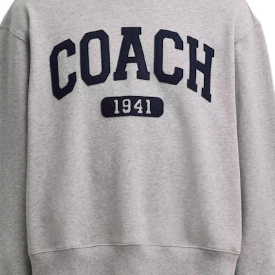 (Women) COACH Boyfriend Style Crewneck Letter Print Sweatshirt Light Grey CAH74-HGR Details for (Women) COACH Boyfriend Style Crewneck Letter Print Sweatshirt Light Grey CAH74-HGR