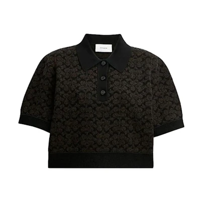 (Women) COACH Brown Printed Short Sleeve Polo Shirt Casual Wear. CN425-BRN