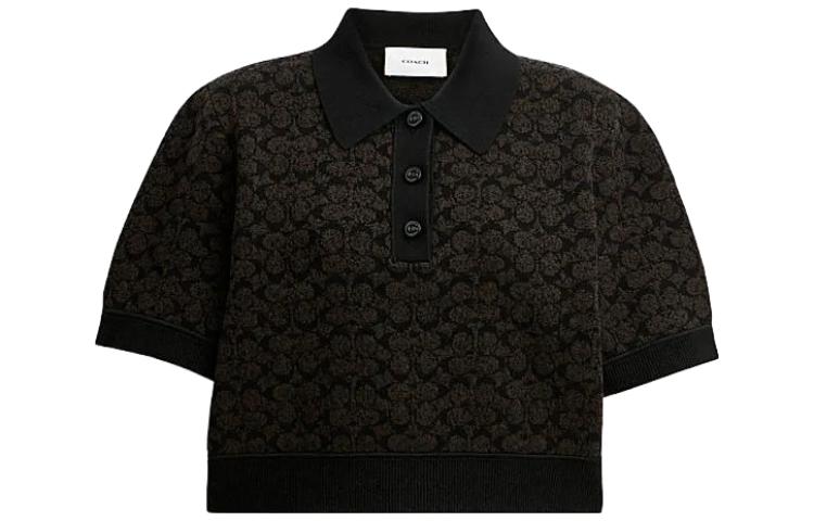 Order (W) コーチ ブラウン プリント ショートスリーブ ポロシャツ カジュアルウェア CN425-BRN