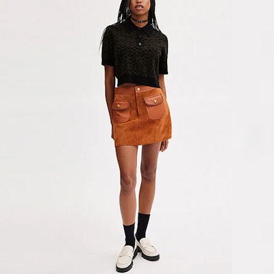 (W) コーチ ブラウン プリント ショートスリーブ ポロシャツ カジュアルウェア CN425-BRN Lookbook (W) コーチ ブラウン プリント ショートスリーブ ポロシャツ カジュアルウェア CN425-BRN