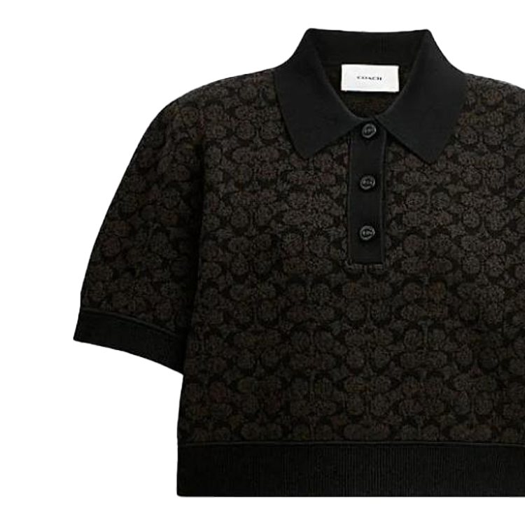 Shop (W) コーチ ブラウン プリント ショートスリーブ ポロシャツ カジュアルウェア CN425-BRN
