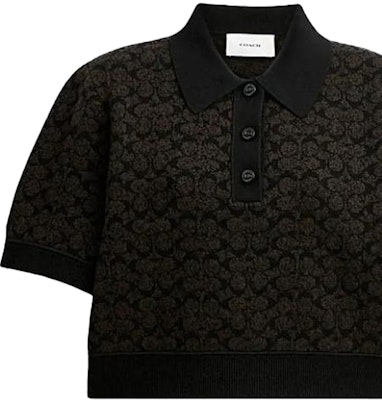 (W) コーチ ブラウン プリント ショートスリーブ ポロシャツ カジュアルウェア CN425-BRN Shop (W) コーチ ブラウン プリント ショートスリーブ ポロシャツ カジュアルウェア CN425-BRN