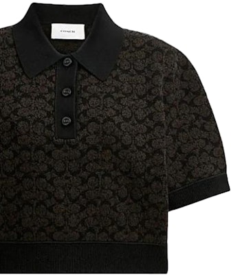 (W) コーチ ブラウン プリント ショートスリーブ ポロシャツ カジュアルウェア CN425-BRN Purchase (W) コーチ ブラウン プリント ショートスリーブ ポロシャツ カジュアルウェア CN425-BRN