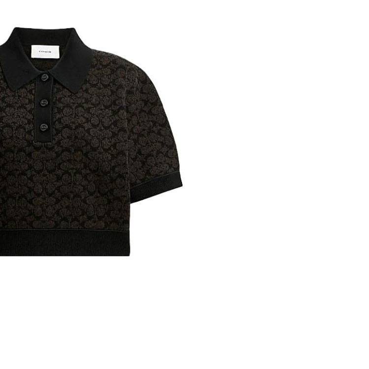 Sizing (W) コーチ ブラウン プリント ショートスリーブ ポロシャツ カジュアルウェア CN425-BRN
