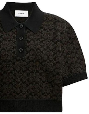 (W) コーチ ブラウン プリント ショートスリーブ ポロシャツ カジュアルウェア CN425-BRN Sizing (W) コーチ ブラウン プリント ショートスリーブ ポロシャツ カジュアルウェア CN425-BRN