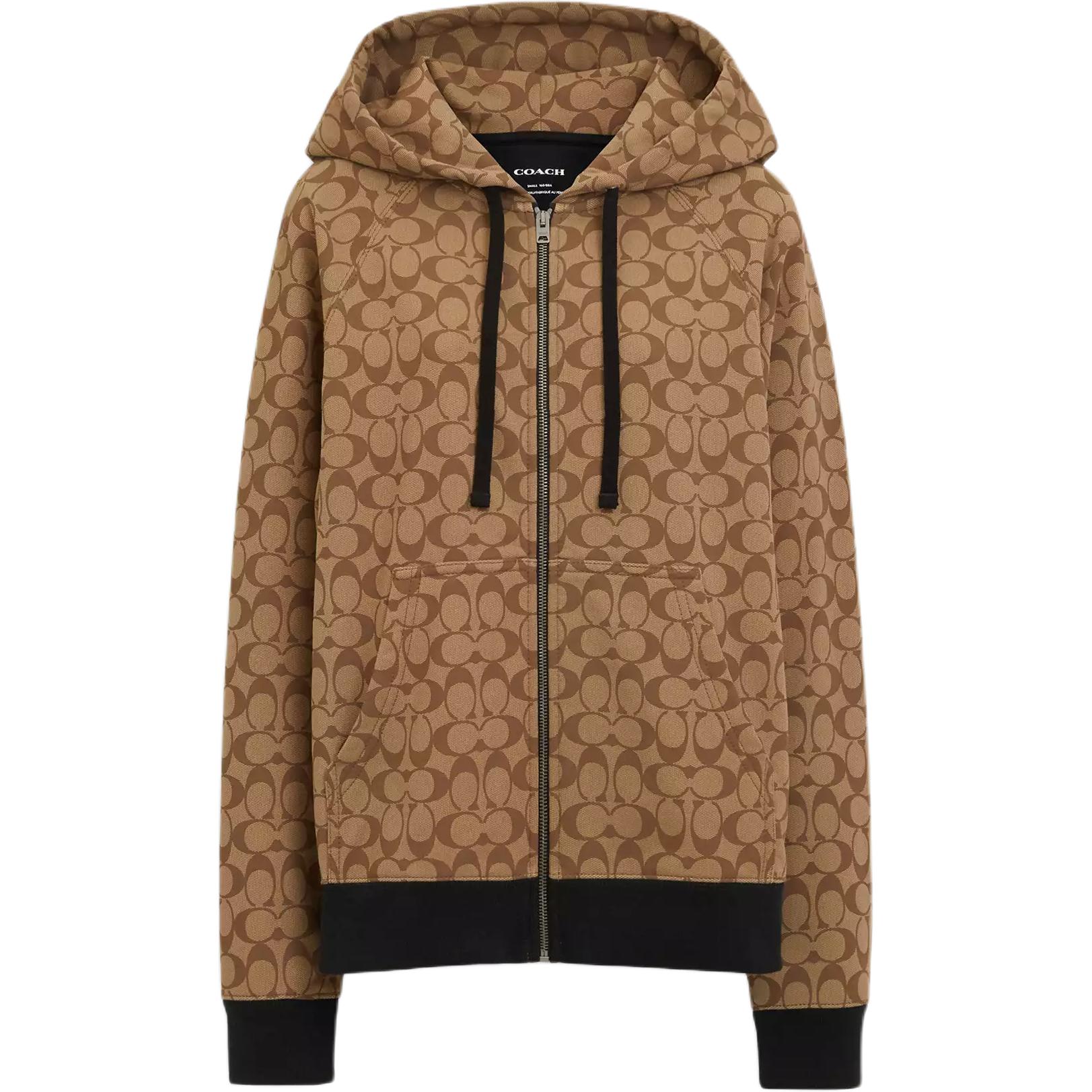 (Women) COACH  Brown SS25 Printed Hoodie with Zipper. CAH55-E7V