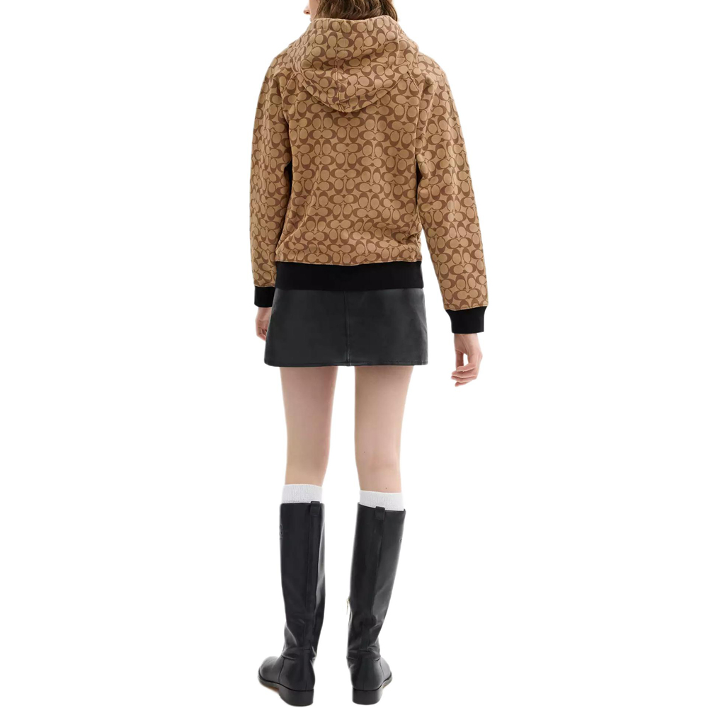 Shop (Women) COACH  Brown SS25 Printed Hoodie with Zipper. CAH55-E7V