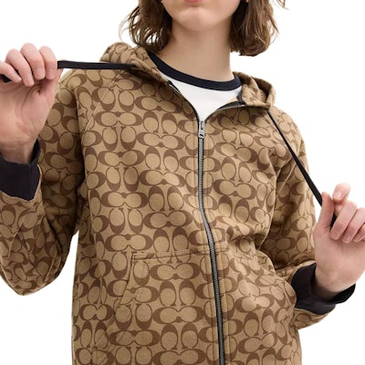 (Women) COACH Brown SS25 Printed Hoodie with Zipper. CAH55-E7V Purchase (Women) COACH Brown SS25 Printed Hoodie with Zipper. CAH55-E7V