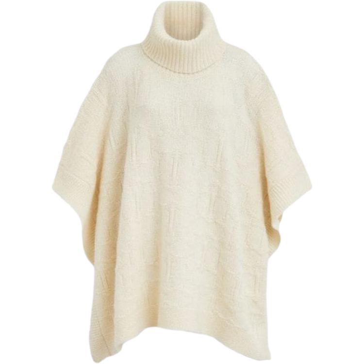 (Women) COACH  Casual High-Neck Knitted Poncho Cape Off-White. CL285-IVO