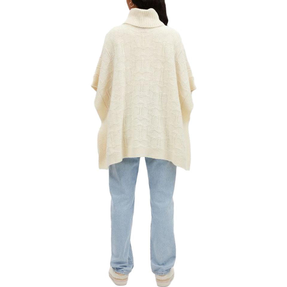 Shop (W) COACH Ponco Kasual Rajut High-Neck Warna Putih. CL285-IVO
