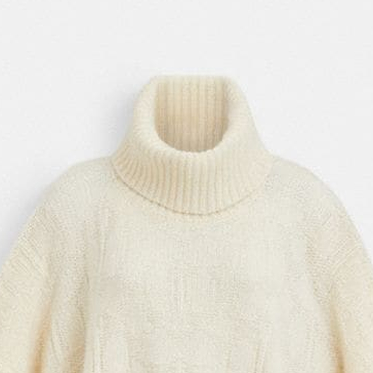 Purchase (W) COACH Ponco Kasual Rajut High-Neck Warna Putih. CL285-IVO