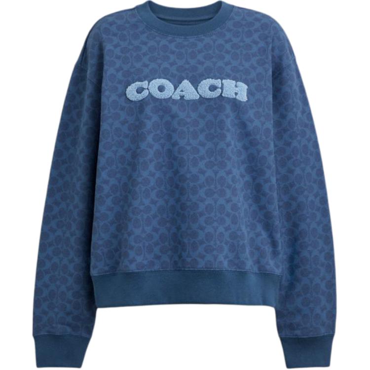 (Women) COACH  Classic Crewneck Cotton Long-Sleeve Sweatshirt - Blue CZ190-NAY