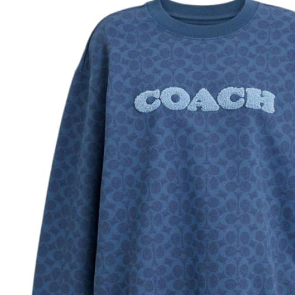 Details for (Women) COACH  Classic Crewneck Cotton Long-Sleeve Sweatshirt - Blue CZ190-NAY