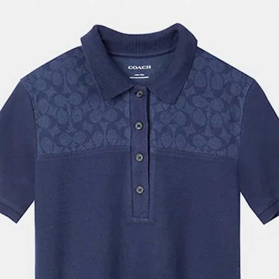 (W) COACH Gaun Polo Lengan Pendek Logo Klasik Rajut Biru Navy. CL271-NYJ Purchase (W) COACH Gaun Polo Lengan Pendek Logo Klasik Rajut Biru Navy. CL271-NYJ