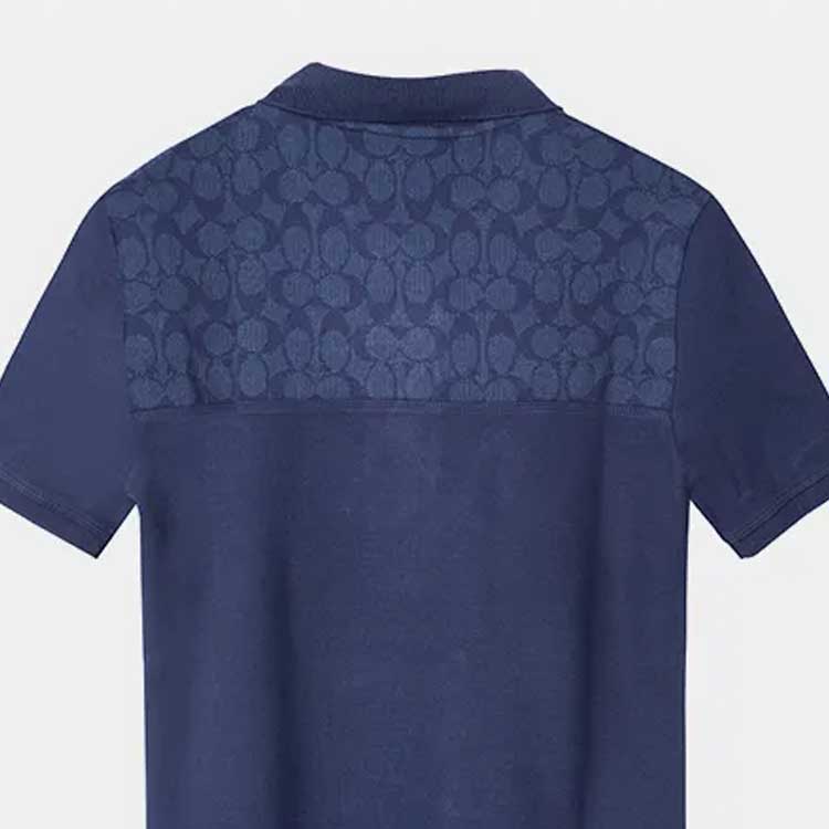 Sizing (W) COACH Gaun Polo Lengan Pendek Logo Klasik Rajut Biru Navy. CL271-NYJ