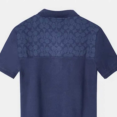 (W) COACH Gaun Polo Lengan Pendek Logo Klasik Rajut Biru Navy. CL271-NYJ Sizing (W) COACH Gaun Polo Lengan Pendek Logo Klasik Rajut Biru Navy. CL271-NYJ