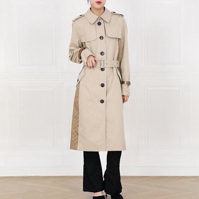 (W) コーチ カラーブロック ベルト付き長袖トレンチコート カーキ. C9184-PAE Shop (W) コーチ カラーブロック ベルト付き長袖トレンチコート カーキ. C9184-PAE