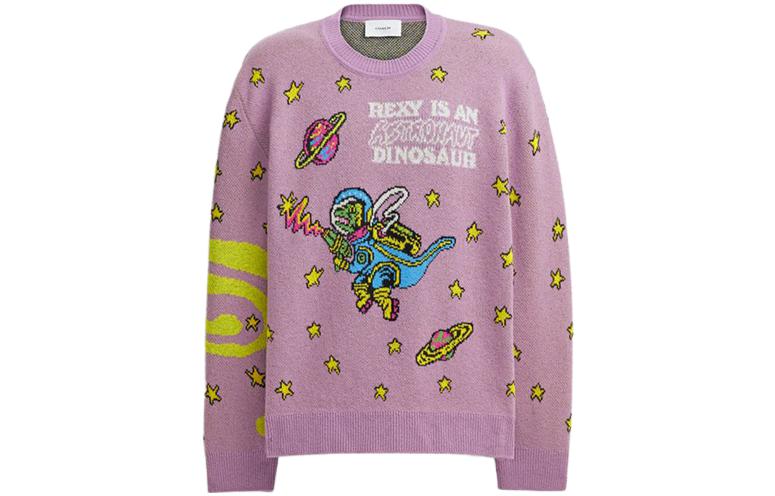 (Women) COACH  Cosmic Letter Embroidered Knit Sweater Purple. CJ305-PUP