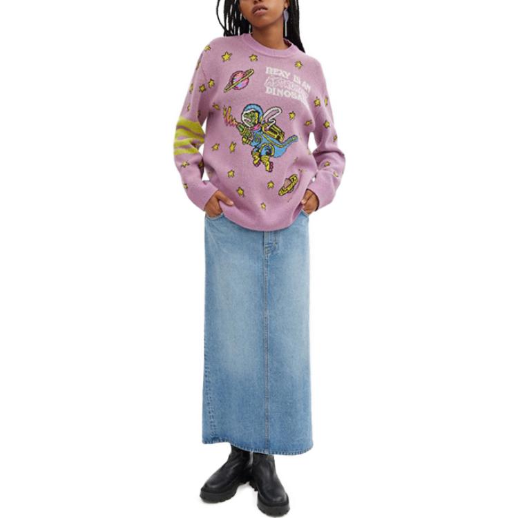 Lookbook (W) COACH 宇宙字母刺繡針織毛衣 紫色 CJ305-PUP