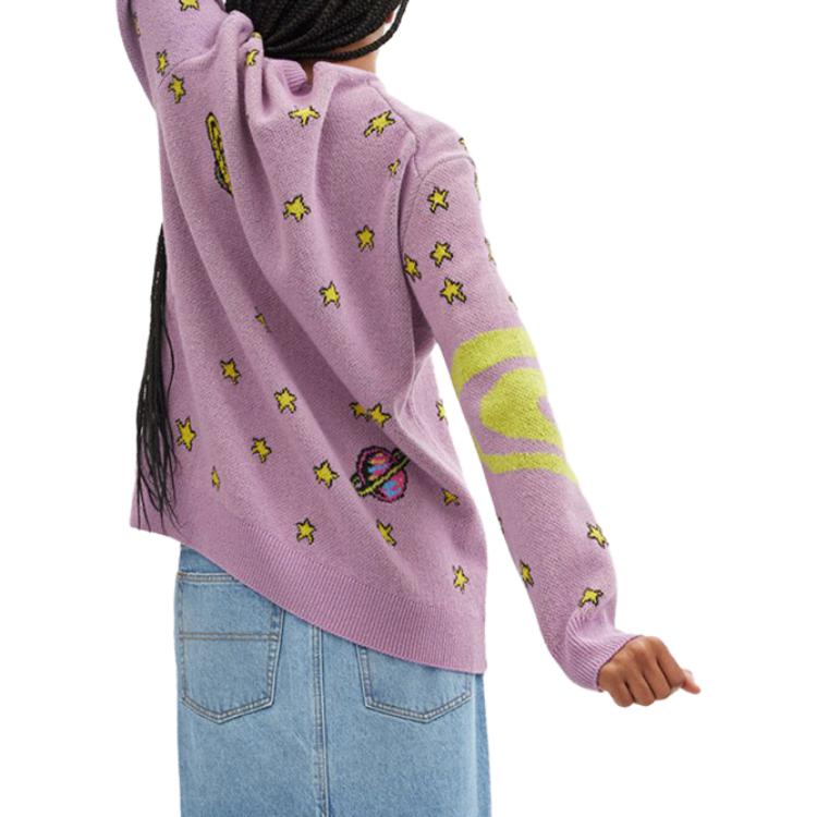 Shop (W) COACH 宇宙字母刺繡針織毛衣 紫色 CJ305-PUP