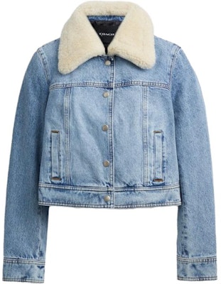 (W) COACH Jaket Denim Biru dengan Kolar Shearling Boleh Tanggal CM287-BLU Order (W) COACH Jaket Denim Biru dengan Kolar Shearling Boleh Tanggal CM287-BLU