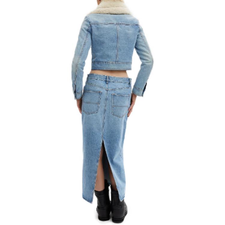 Shop (W) COACH Jaket Denim Biru dengan Kolar Shearling Boleh Tanggal CM287-BLU