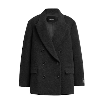 (Women) COACH Double-Breasted Long Coat Charcoal Grey CY202-CGR