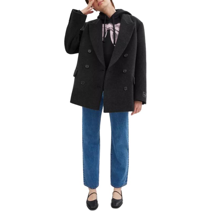 Lookbook (Women) COACH  Double-Breasted Long Coat Charcoal Grey CY202-CGR