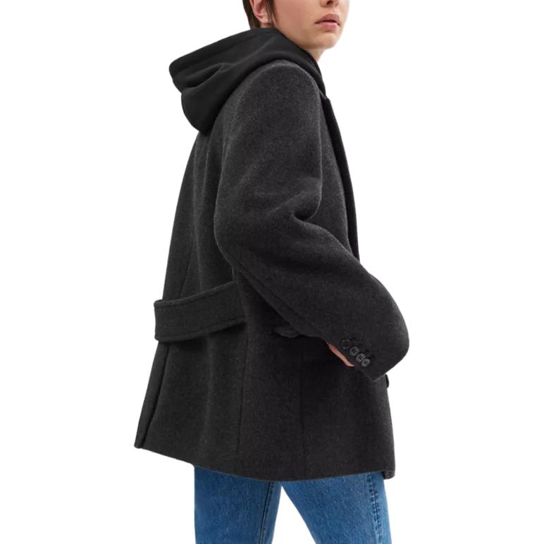 Shop (Women) COACH  Double-Breasted Long Coat Charcoal Grey CY202-CGR