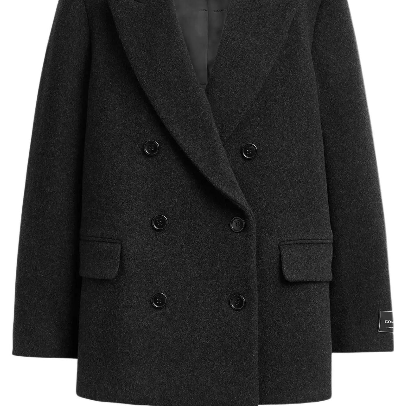 Details for (Women) COACH  Double-Breasted Long Coat Charcoal Grey CY202-CGR