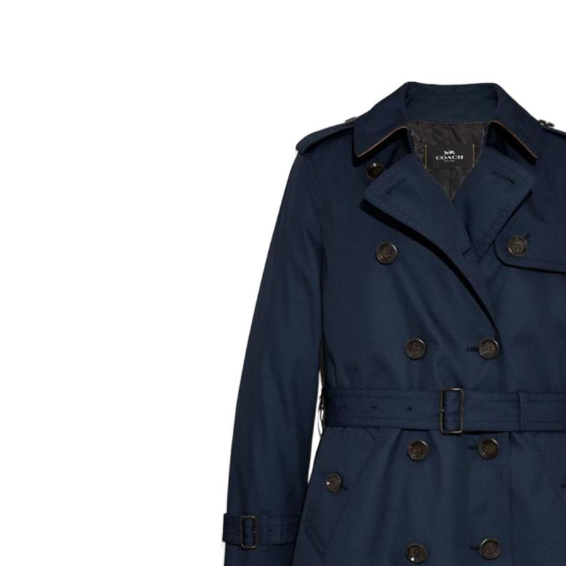 Lookbook (Women) COACH  Double-Breasted Long Sleeve Trench Coat Blue FW22. F34025-NAV