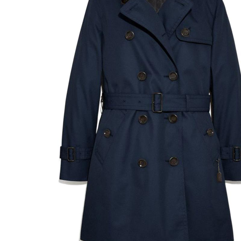Shop (Women) COACH  Double-Breasted Long Sleeve Trench Coat Blue FW22. F34025-NAV