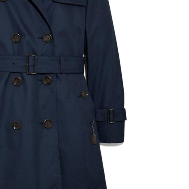 Sizing (Women) COACH  Double-Breasted Long Sleeve Trench Coat Blue FW22. F34025-NAV