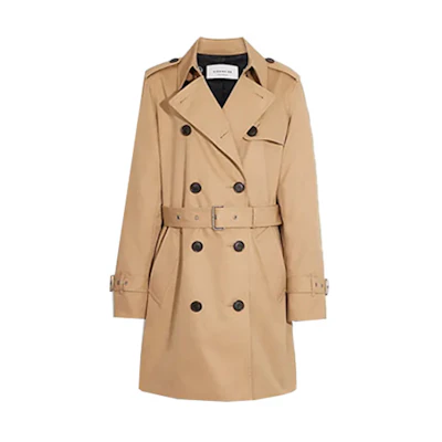 (Women) COACH Double-Breasted Trench Coat with Belt in Khaki. CG049-EAL