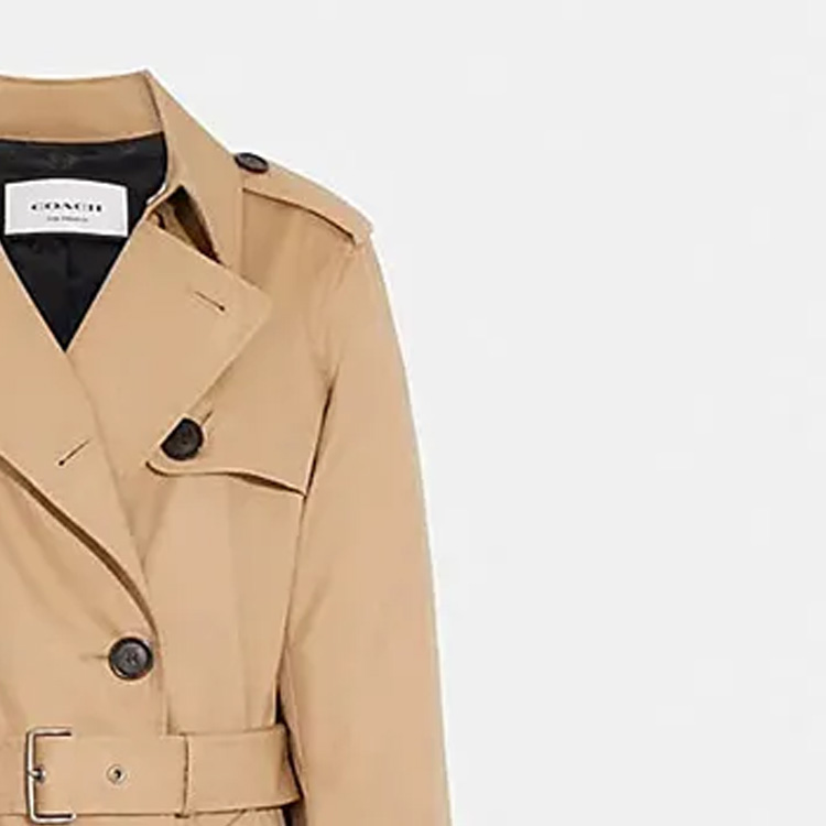 Purchase (W) COACH Jas Trench Double-Breasted dengan Sabuk Warna Khaki. CG049-EAL