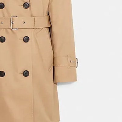 (W) COACH Jas Trench Double-Breasted dengan Sabuk Warna Khaki. CG049-EAL Details for (W) COACH Jas Trench Double-Breasted dengan Sabuk Warna Khaki. CG049-EAL